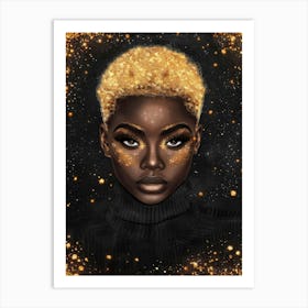 Gold Girl With Glitter Art Print