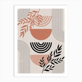 Abstract Botanical Modern Minimalist Terracotta Art Print