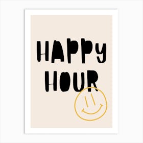 Happy Hour Poster Black & Yellow Art Print