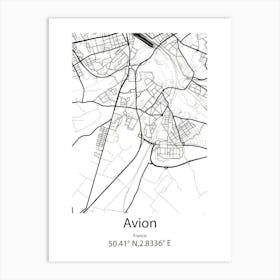 Avion,France Minimalist Map Art Print