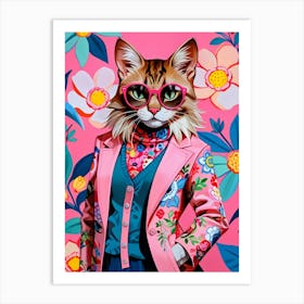 Cat In A Suit Art Print