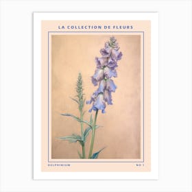 Delphinium French Flower Botanical Poster Art Print