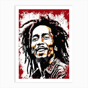 Bob Marley Portrait Ink Painting (19) Art Print