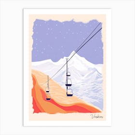 Poster Of Verbier   Switzerland, Ski Resort Pastel Colours Illustration 0 Art Print