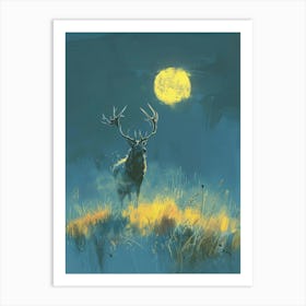 Deer In The Moonlight 9 Art Print