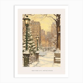 Vintage Winter Poster New York City Usa 1 Art Print