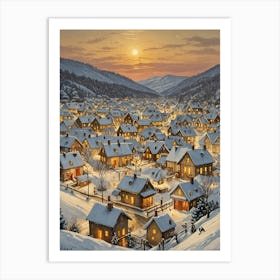 Winter Village no1 Art Print