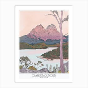 Cradle Mountain Australia Color Line Drawing 5 Poster Art Print