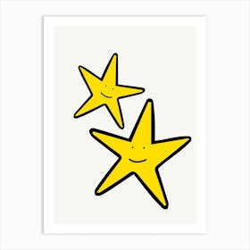 Two Yellow Stars Cute Illustration Art Print