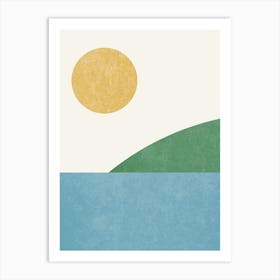 Sunny Ocean Island Minimalist Yellow Blue Green Art Print