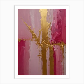 Pink And Gold Abstract Painting 1 Art Print