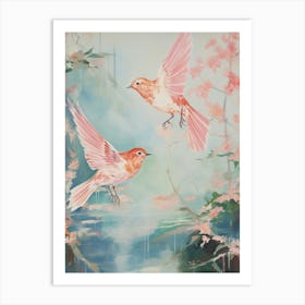 Vintage Japanese Inspired Bird Print Hermit Thrush 2 Art Print