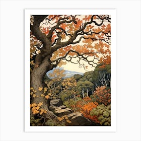 Oak 1 Vintage Autumn Tree Print  Art Print