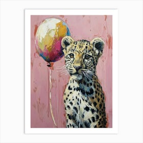 Cute Leopard 2 With Balloon Art Print