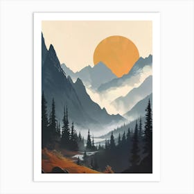 Sunset In The Mountains Canvas Art Art Print