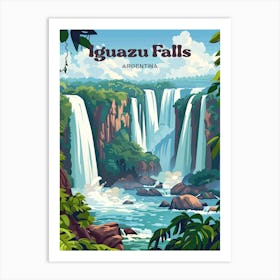 Iguazu Falls Argentina Beautiful Travel Illustration Art Print