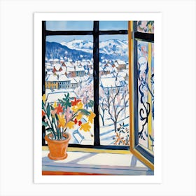 The Windowsill Of Lucerne   Switzerland Snow Inspired By Matisse 4 Art Print