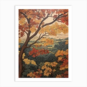 Black Cherry 2 Vintage Autumn Tree Print  Art Print