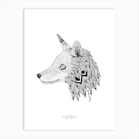 Geometric Fox Fineline Illustration  Art Print