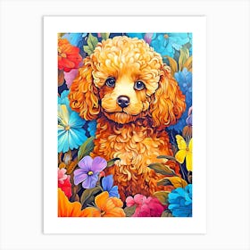 Poodle In Flowers Art Print