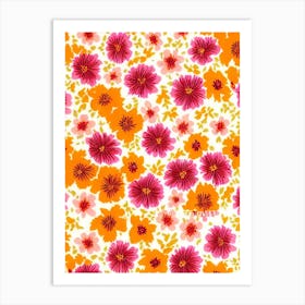 Foxglove Floral Print Retro Pattern 1 Flower Art Print