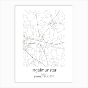 Ingelmunster,Belgium Minimalist Map Art Print