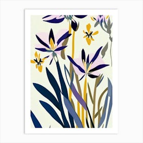 Prairie Gentian Wildflower Modern Muted Colours 1 Art Print