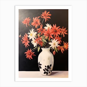 Bouquet Of Autumn Snowflake Flowers, Fall Florals Painting 1 Art Print