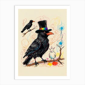 Crow And Rabbit Art Print