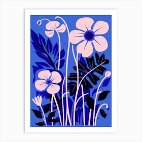 Blue Flower Illustration Lilac 1 Art Print