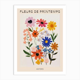 Spring Floral French Poster  Asters 5 Art Print