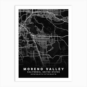 Moreno Valley California USA Black Map Art Print