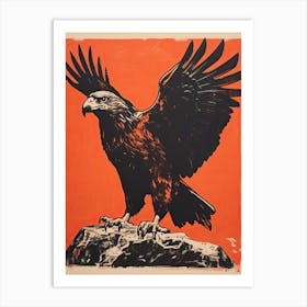 Eagle, Woodblock Animal  Drawing 2 Art Print