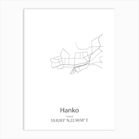 Hanko,Finland Minimalist Map Art Print