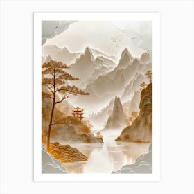 chinese landscape 3d Art Print