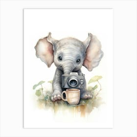 Elephant Painting Photographing Watercolour 4 Art Print