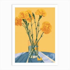 Carnation Flowers On A Table   Contemporary Illustration 2 Art Print