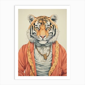 Tiger Illustrations Wearing A Toga Art Print
