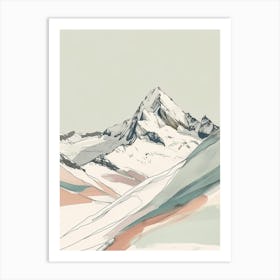 Grossglockner Austria Color Line Drawing (3) Art Print