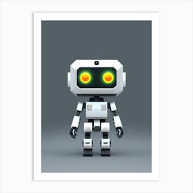 Square Light Gray Robot Art Print