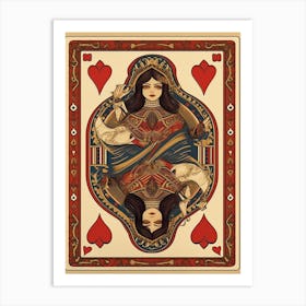 Alice In Wonderland Vintage Playing Card The Queen Of Hearts Art Print