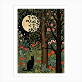 Cat In The Forest Style William Morris 2 Art Print