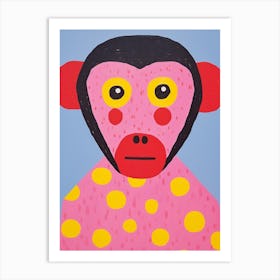 Pink Polka Dot Chimpanzee Art Print