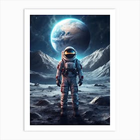 Astronaut Space Scene Art Print