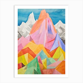 Puncak Jaya Indonesia 1 Colourful Mountain Illustration Art Print