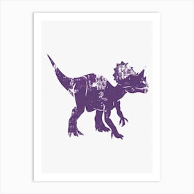 Purple Triceratops Dinosaur Silhouette Art Print
