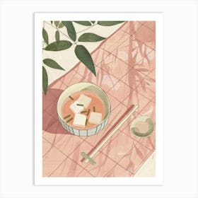Pink Breakfast Food Miso Soup 2 Art Print
