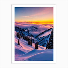 Chamonix, France Sunrise 3 Skiing Poster Art Print