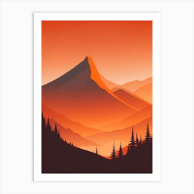 Misty Mountains Vertical Composition In Orange Tone 73 Art Print