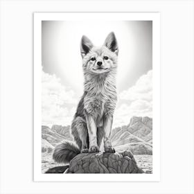 Tibetan Sand Fox Realistic Drawing 2 Art Print